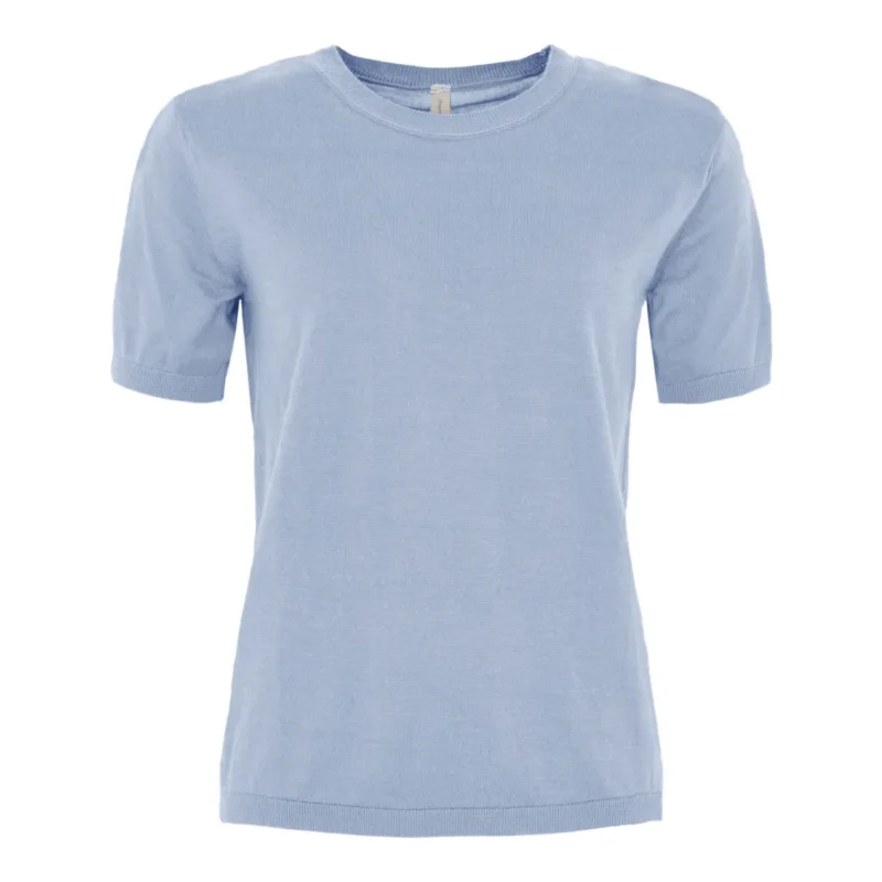 Skovhuus Kvinna Stickad T-shirt Light Blue S Snabb frakt