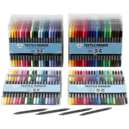 Fri frakt Textilmarkör, linjetjocklek: 2,3+3,6 mm, standardfärger, spotfärger, 24x20st.