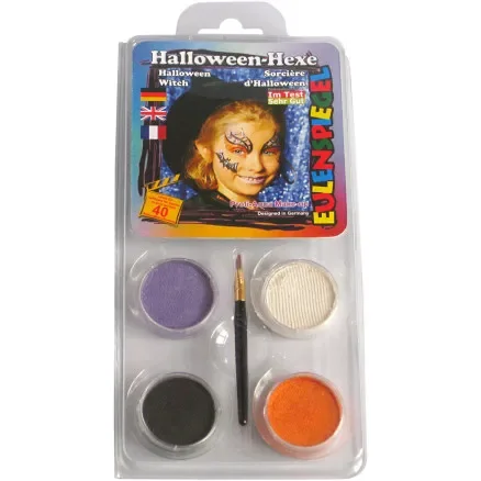 Populär Eulenspiegel Face Paint – smink set, Halloween-häxa, Ass. färger, 1 set