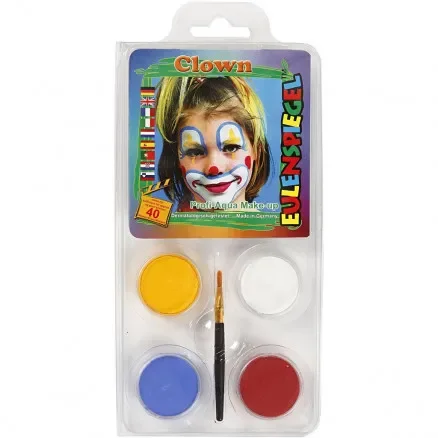Eulenspiegel Ansiktsfärg – sminkset , Clown, mixade färger, 1 set Populär