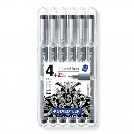 Trygg betalning Staedtler Pigment Liner Tuschpennor Svart 0,05-0,8mm – 6 st.