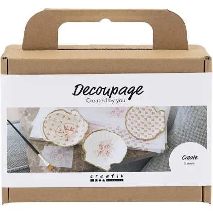 Mini DIY Kit Decoupage, Musselskal, softrosa, 1 förp. Sänkt pris