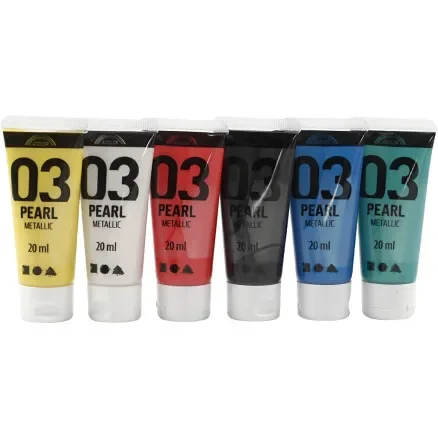 Outlet Metallic akrylfärg, metallic, standardfärger, 6x20 ml/ 1 förp.