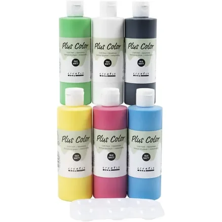 Plus Color Hobbyfärg, primärfärger, 6x250ml/ 1 frp. Kampanj