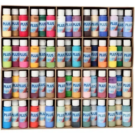 Plus Color Hobbyfärg, Ass. färger, 60x60ml/ 1 frp. Snabb frakt