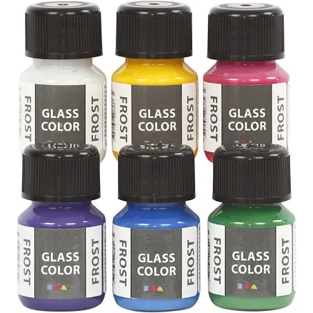 Rabatter Glasfärg Frost, Ass. färger, 6x30ml/ 1 frp.