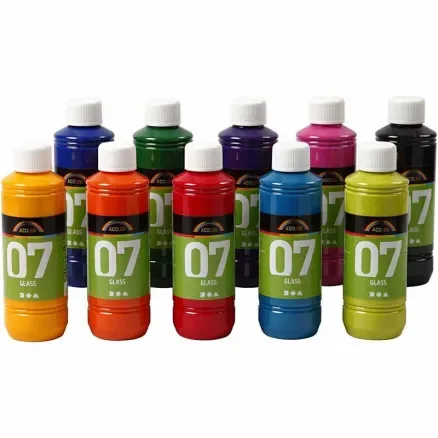 Begränsat antal A-Color Glas, Ass. färger, 10x250ml/ 1 frp.