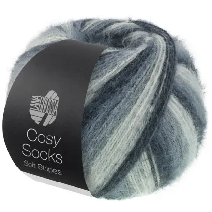 Lana Grossa Cosy Socks Soft Stripes Strumpgarn 104 Antracit/Mörkgrå/Musgrå/Ljusgrå Fynd