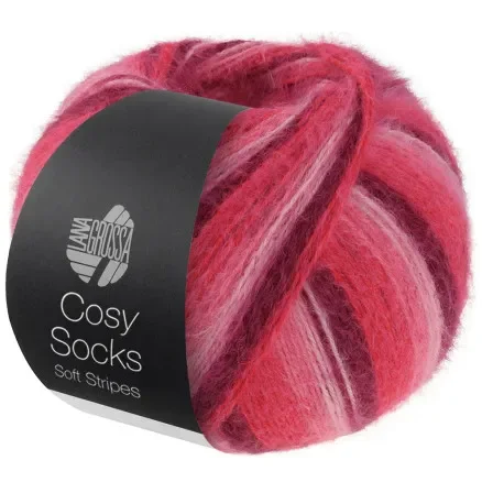 Lana Grossa Cosy Socks Soft Stripes Strumpgarn 105 Rosa/Rose/Raspberry/Pink Kundfavorit