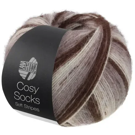 Lana Grossa Cosy Socks Soft Stripes Strumpgarn 103 Mocca/Grey Brown/Beige/Cream Begränsad tid