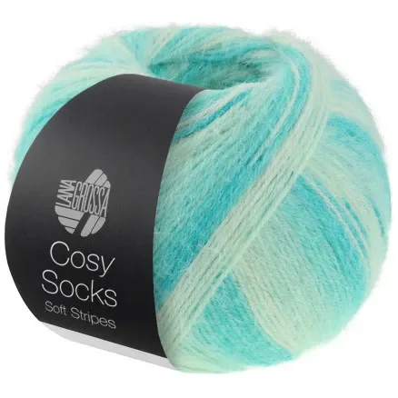 Sänkt pris Lana Grossa Cosy Socks Soft Stripes Strumpgarn 102 Ljus/Ljus grön/Vit grön/Raw white