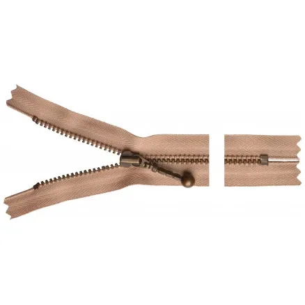 YKK Dragkedja/Blixtlås Antik Mässing 20cm 4mm Beige I lager