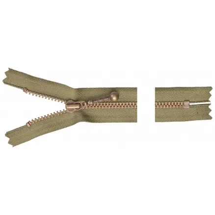YKK Dragkedja/Blixtlås Antik Mässing 20cm 4mm Army Endast idag