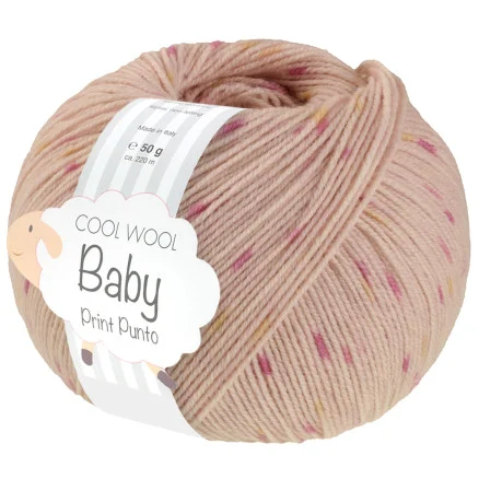 Handla nu Lana Grossa Cool Wool Baby Garn Print Punto 370 Rosa/Rosa/Gul