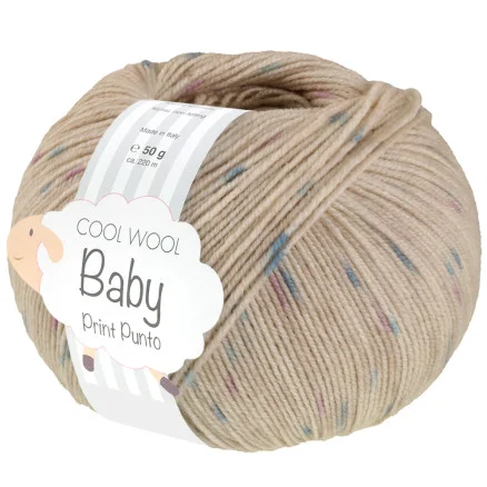 Lana Grossa Cool Wool Baby Garn Print Punto 371 Ljusbeige/Turkos/Lila Lägg i varukorgen