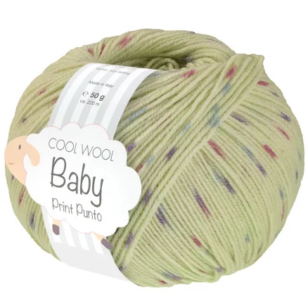 Billig Lana Grossa Cool Wool baby Garn Print 372 Ljusgrön/Ljusblå/Orange/Lila