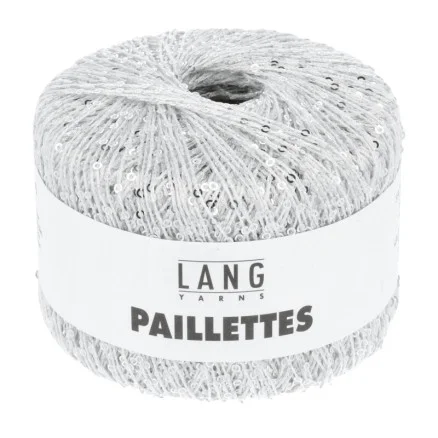 Lang Yarns Paillettes Garn 01 Vit/Silver Populär