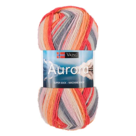 Begränsat antal Viking Garn Aurora 653 Multi Orange/ Rosa
