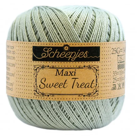 Snabb frakt Scheepjes Maxi Sweet Treat Garn Unicolor 402 Silver Green