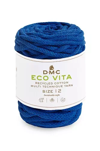 I lager Garn DMC Eco Vita 12 250 G Fv 75 Kobolt Blå