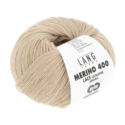 Lang Yarns Merino 400 Lace Garn 326 Beige Melange risnedsättning