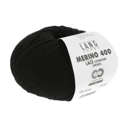 Lang Yarns Garn Merino 400 Lace 04 Svart Premium