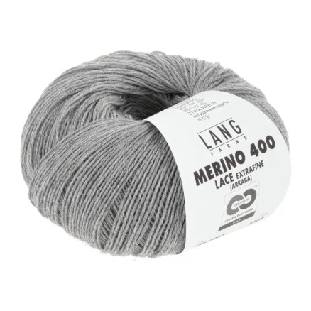 Lang Yarns Merino 400 Lace Garn 03 Ljus Grå Melange Kundfavorit