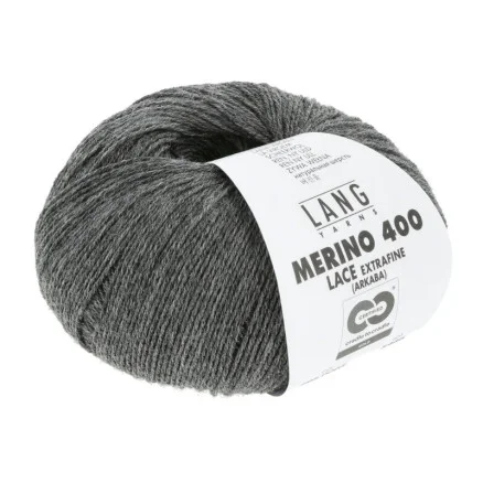 Lang Yarns Merino 400 Lace Garn 05 Mörk Grå Melange Utförsäljning