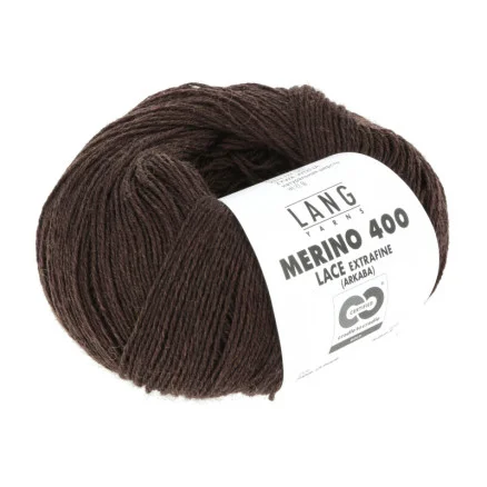 Populär Lang Yarns Merino 400 Lace Garn 368 Mörk Brun Melange