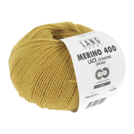 Lang Yarns Merino 400 Lace Garn 211 Brons Outlet