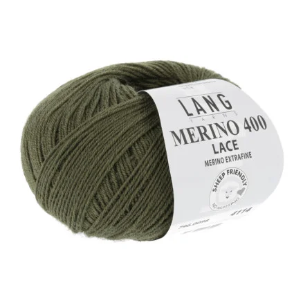 Handla nu Lang Yarns Garn Merino 400 Lace 98 Olive