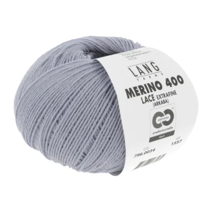 Lang Yarns Merino 400 Lace Garn 34 Ljus Denim Rabatter