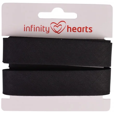Lågt pris Infinity Hearts Kantband/Snedslå Bomull 40/20mm 02 Svart – 5m