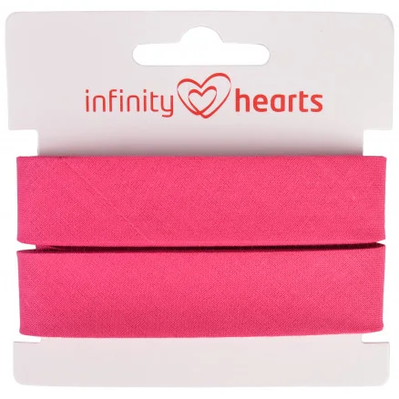 Begränsat antal Infinity Hearts Kantband/Snedslå Bomull 40/20mm 95 Fuchsia – 5m
