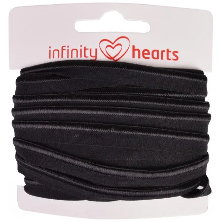 Infinity Hearts Passpoalband Stretch 10mm 030 Svart – 5m Snabb frakt