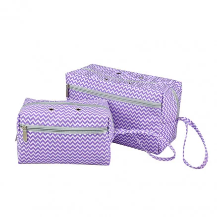 Infinity Hearts Garnväska/Stickväska Set Fyrkantig Lila/Vit 21x13x12/29x13x17cm – 2 st Billig