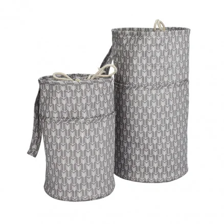 Sänkt pris Infinity Hearts Garnväska/Stickväska Set Rund Grå/Vit 27x16/36x20cm – 2 st