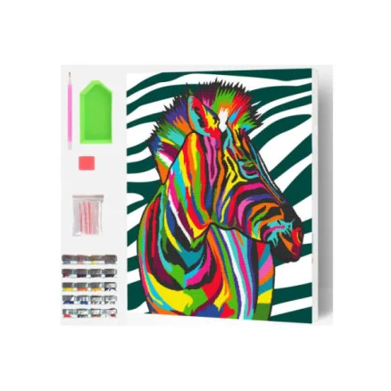 Diamantkonst på duk 30x40cm, zebra Billigare