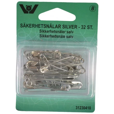 Extra rabatt Säkerhetsnålar Silver Ass. storlekar – 32 st.