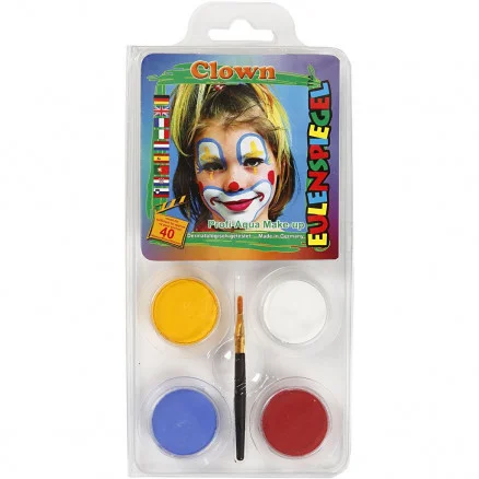 Billig Eulenspiegel Ansiktsfärg – sminkset , Clown, mixade färger, 1 set