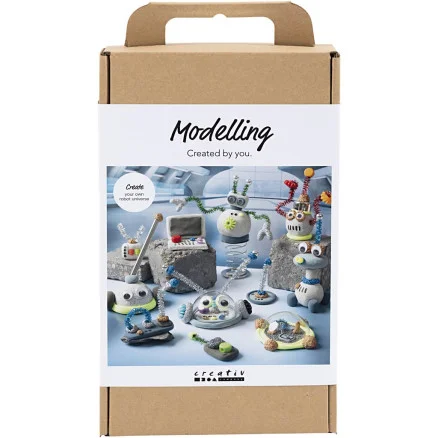 Köp nu DIY Kit Modellering, Robot, blå, grå, röd, silverpläterad, 1 frp.