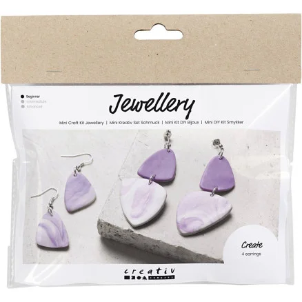 Mini DIY Kit Smycken, Marmorerade örhängen, ljuslila, 1 förp. Lågt pris
