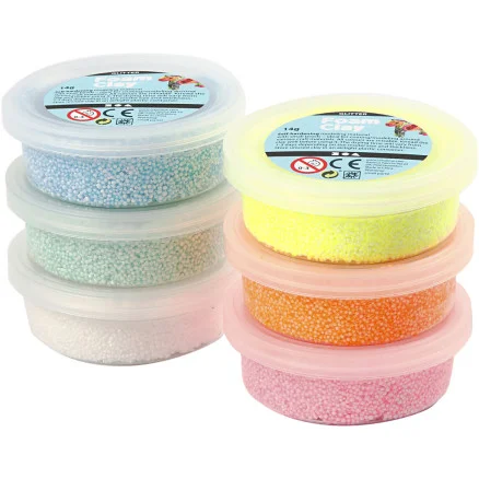 Premium Foam Clay, glitter, pastellfärger, 6x14g/ 1 frp.