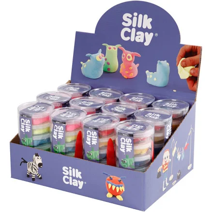 Silk Clay, neonfärger, standardfärger, 12 set/ 1 frp. Lågt pris