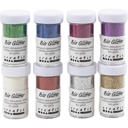 Bio-glimmer, mixade färger, 8x27 ml/ 1 förp. Säker betalning