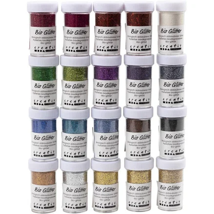 Bio-glimmer, mixade färger, 20x27 ml/ 1 förp. Nyhet