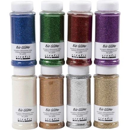 Rabatt Bio-glimmer, mixade färger, 8x140 ml/ 1 förp.