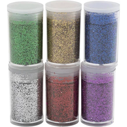 Bio-glimmer, mixade färger, 6x7 ml/ 1 förp. Kampanj