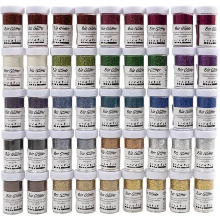 Billigare Bio-glimmer, mixade färger, 46x27 ml/ 1 förp.