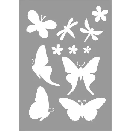 Stenciler/Schablon Fjärilar/Blommor 21 x 29 cm Fynd